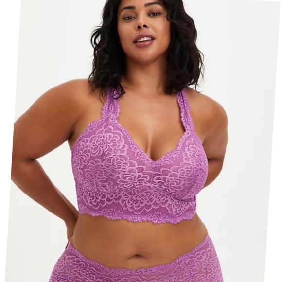 🆕 Lavender Lace Racerback Bralette 2X 18 20 NWT - Picture 3 of 8